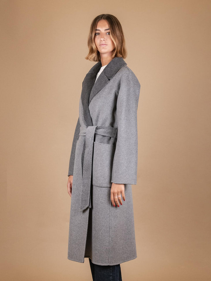 CAPPOTTO REVERSIBILE IN MISTO LANA ANTRACITE E GRIGIO PERLA 862D GRIGIO ANDREA MORANDO 