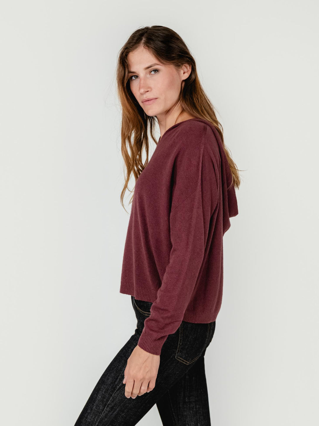 MAGLIA CON CAPPUCCIO BORDEAUX 022004 2200 BIMOR 