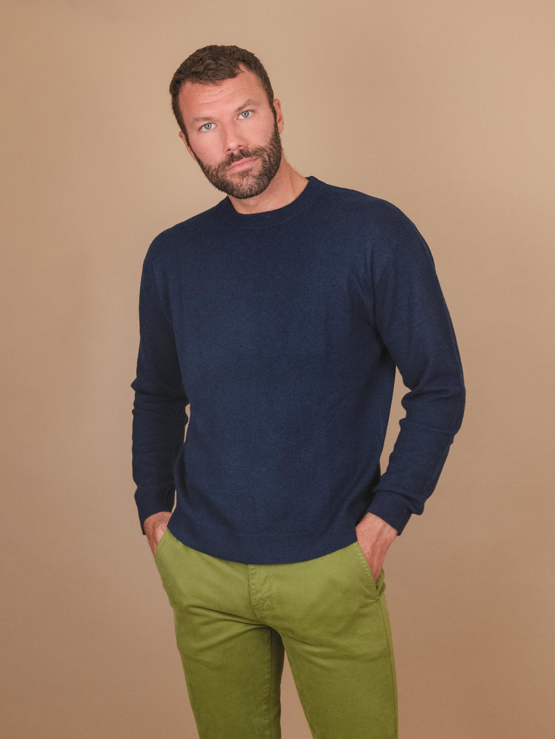 MAGLIA GIROCOLLO IN CASHMERE ECO-FRIENDLY BLU  "TRADER" TRADER NOTTE ABSOLUT CASHMERE 