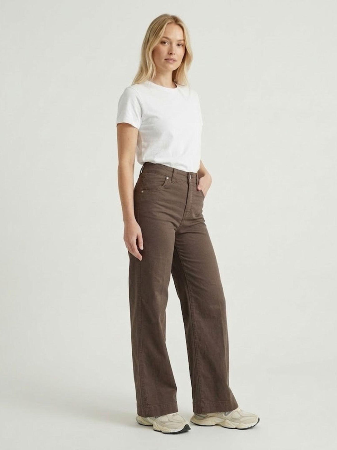 Pantaloni a palazzo in cotone cioccolato 80534-3GB CIOCCOLATO ANDREA MORANDO 