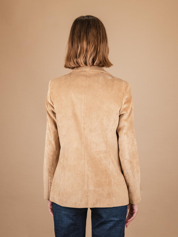 BLAZER MONOPETTO IN VELLUTO A COSTE BEIGE 93351VRS 350 ANDREA MORANDO 