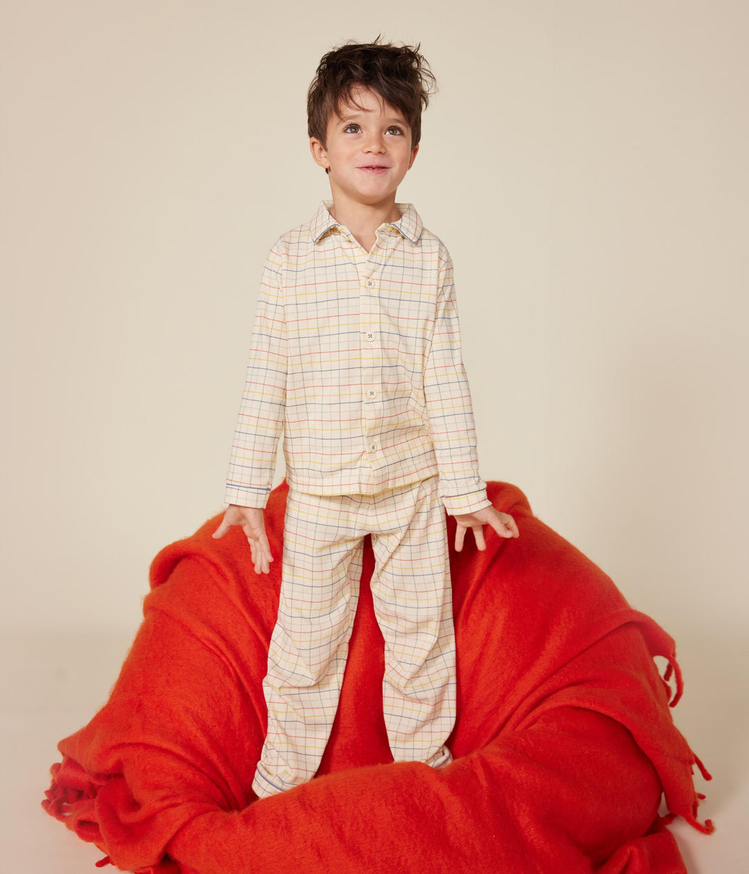 Pigiama a quadri multicolor in cotone con stampa a quadri bambino A0BT2 01 PETIT BATEAU 