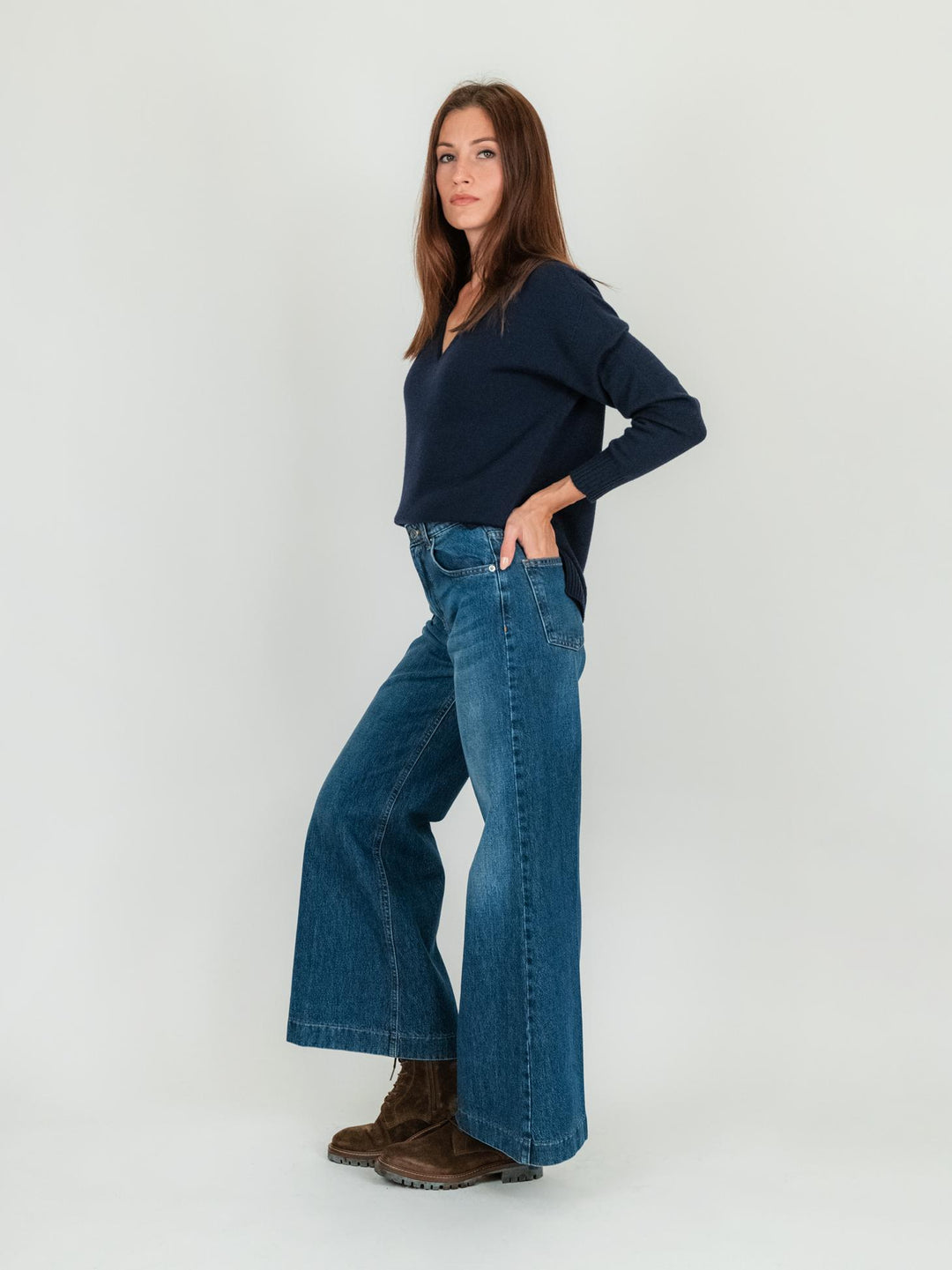 JEANS 5 TASCHE A PALAZZO LAVAGGIO MEDIO 805343NOR MEDIO ANDREA MORANDO 