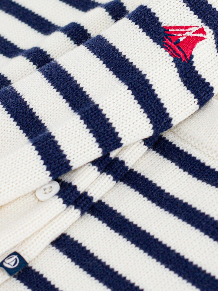 Completo 2 pezzi in maglia a righe marinière neonato A0ECR 01 PETIT BATEAU 
