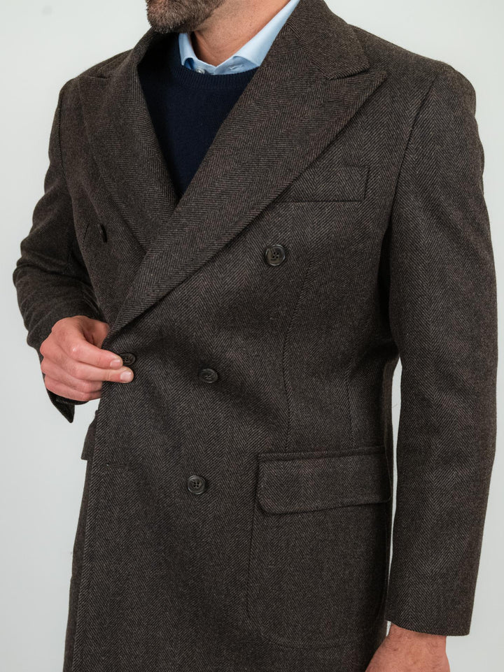 CAPPOTTO DOPPIOPETTO SPIGATO IN LANA VERGINE MARRONE CAPPOTTO T MORO ANDREA MORANDO 