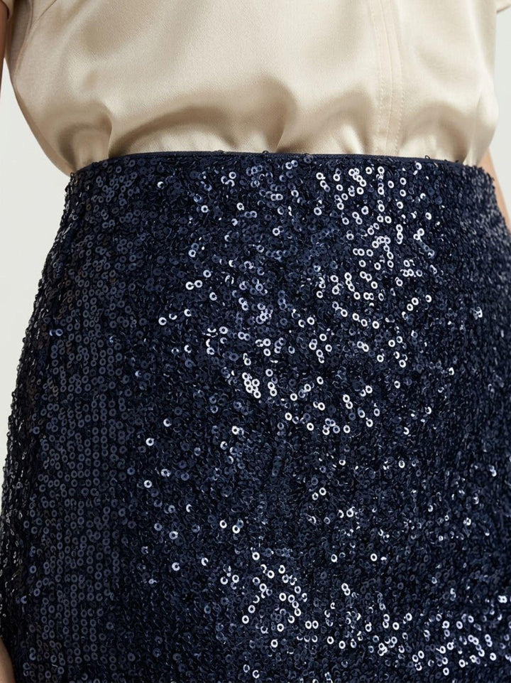 Minigonna a fascia in paillettes blu 2268 8 ANDREA MORANDO 
