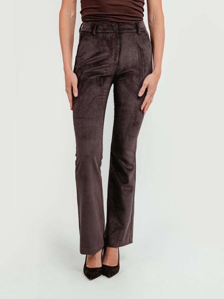 PANTALONE A ZAMPA IN VELLUTO A COSTE TESTA MORO 87482VRS CAFFE ANDREA MORANDO 