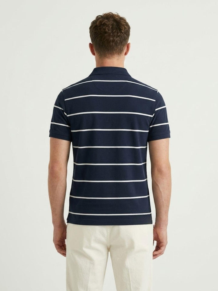 Polo in jersey a righe vintage navy M1110464A JKC SUPERDRY 
