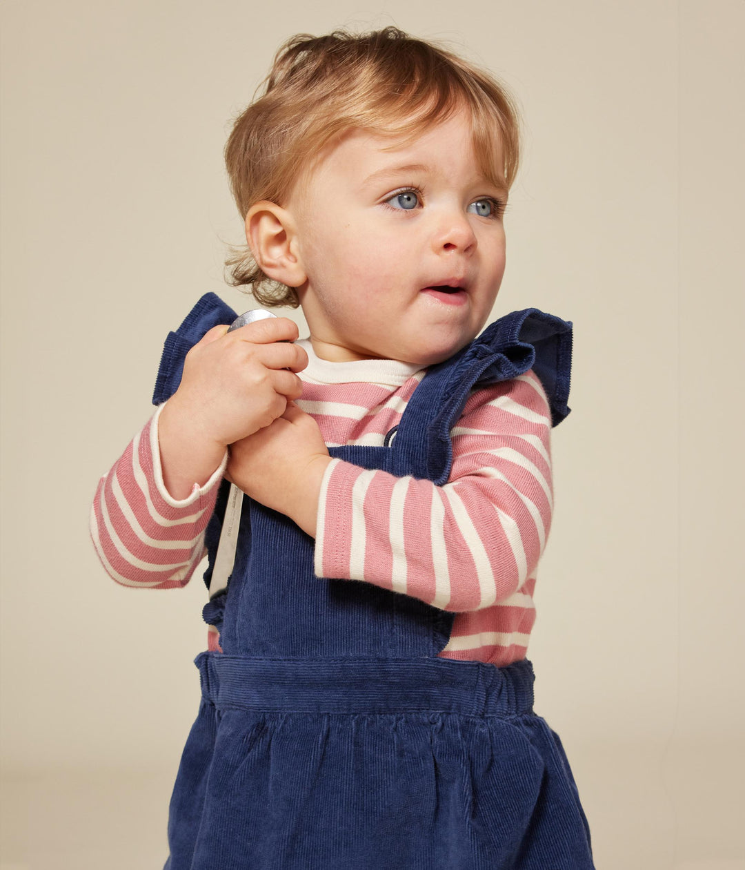 Marinière rosa a righe in cotone spesso neonato A0BM3 01 PETIT BATEAU 