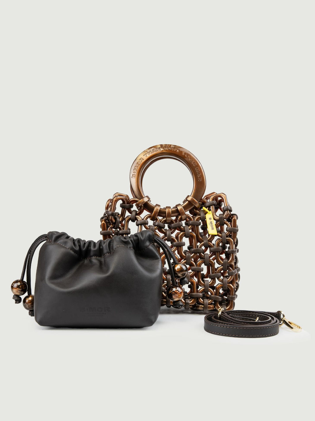 POCHETTE BON BON IN PELLE TESTA MORO BONBON TMORO BIMOR 