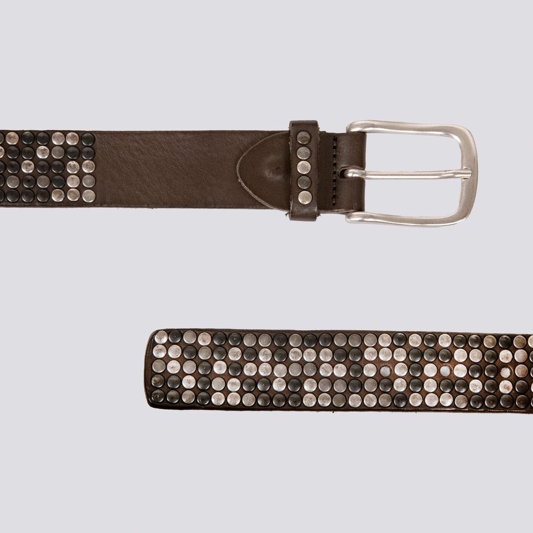 Cintura in pelle marrone con borchie 42UN012.049 904 UNIFORM 