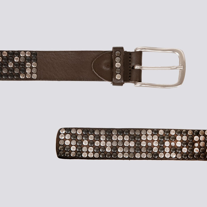 Cintura in pelle marrone con borchie 42UN012.049 904 UNIFORM 