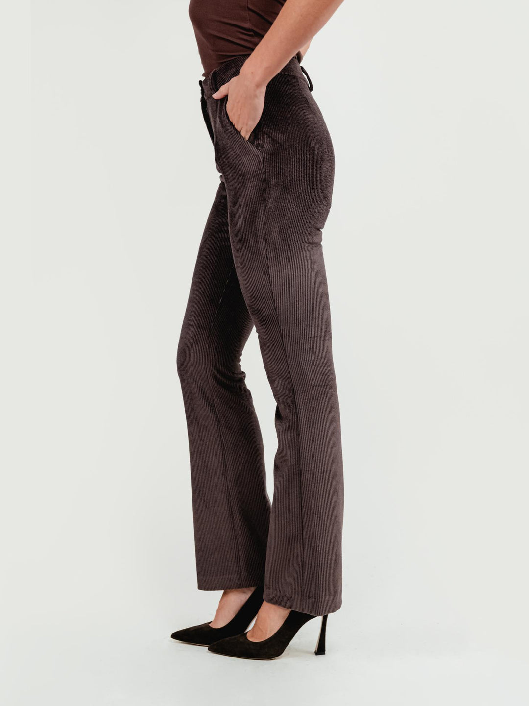 PANTALONE A ZAMPA IN VELLUTO A COSTE TESTA MORO 87482VRS CAFFE ANDREA MORANDO 