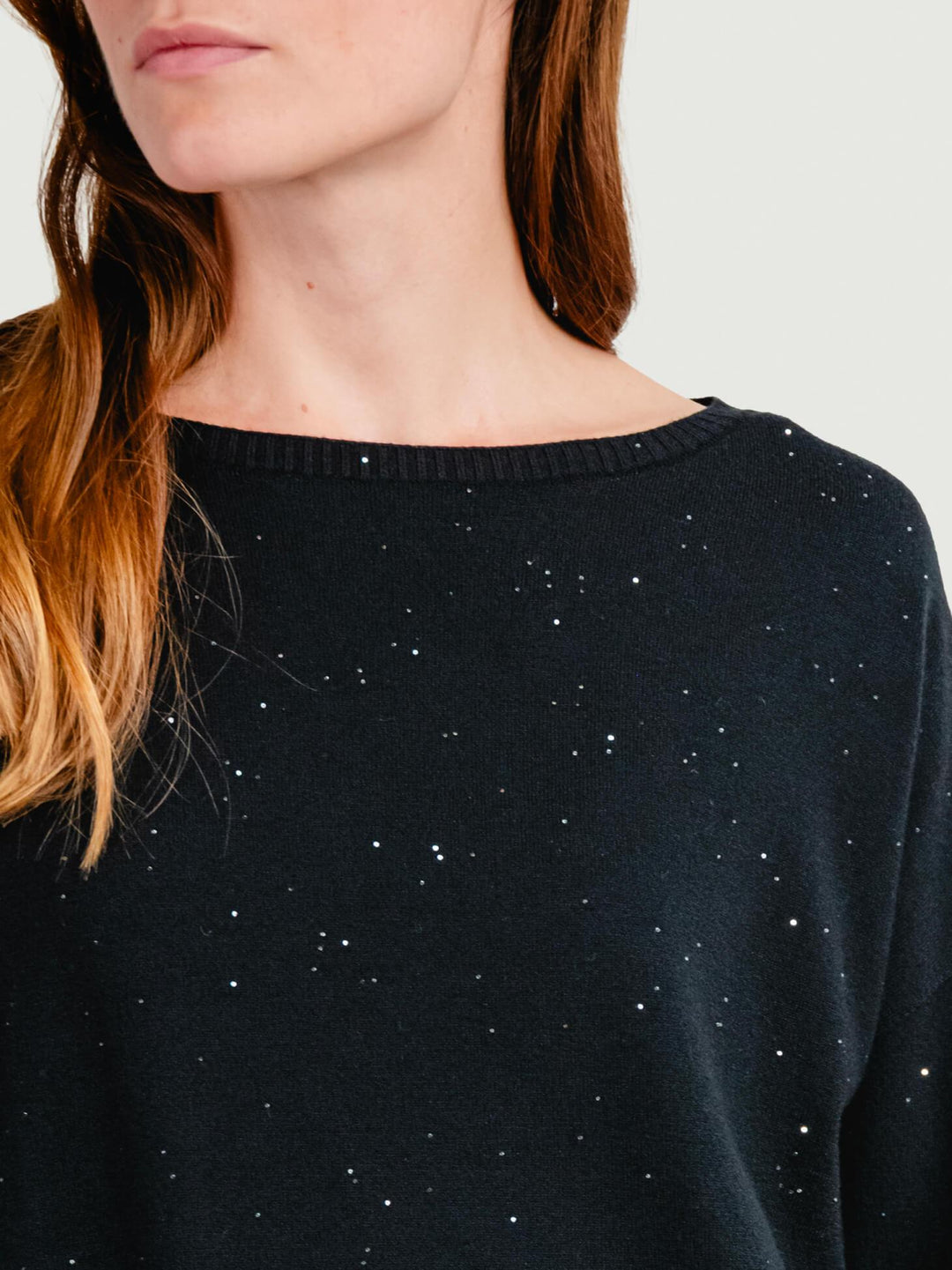 MAGLIA OVER NERA CON STRASS 7451B NERO ANDREA MORANDO 