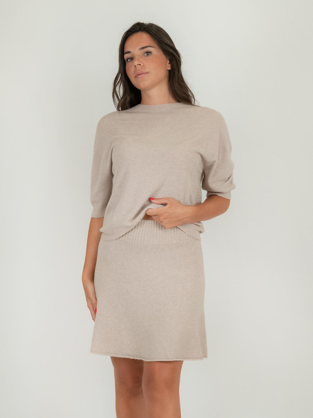 MINI GONNA IN MAGLIA BEIGE 0370/286 0082 BIMOR 