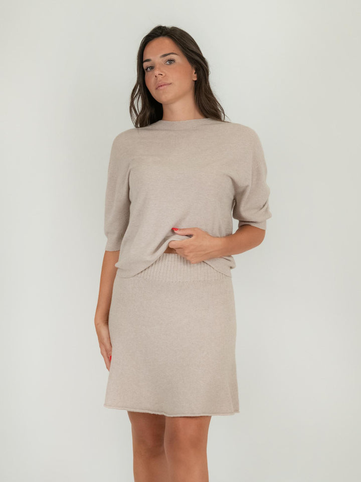 MINI GONNA IN MAGLIA BEIGE 0370/286 0082 BIMOR 