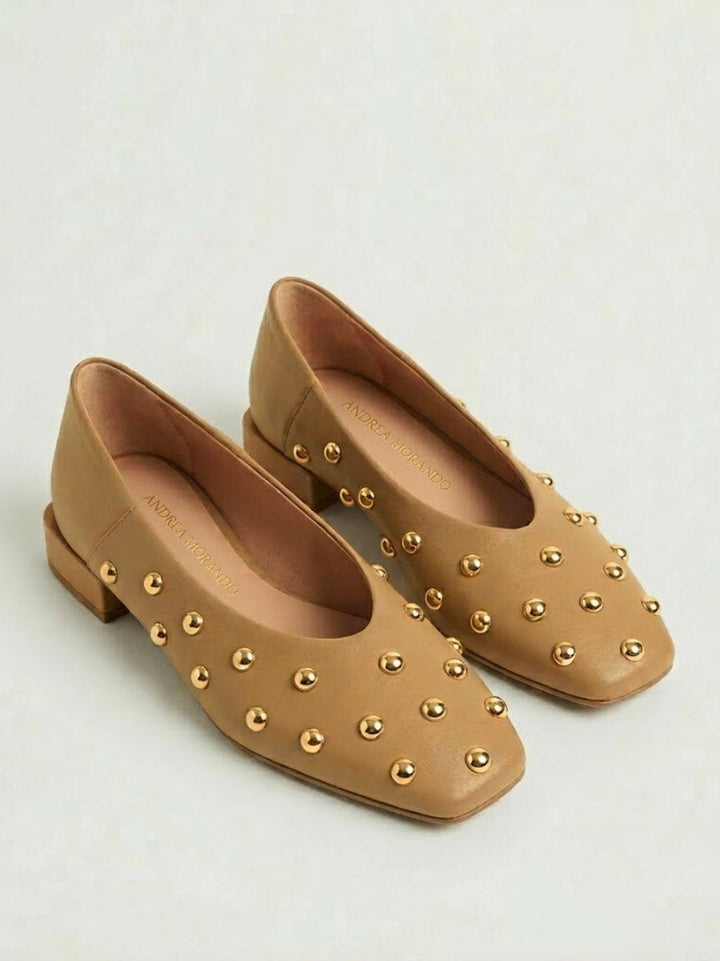 Ballerina borchiata in pelle nappa cammello DARIA93G SALTLAKE ANDREA MORANDO 