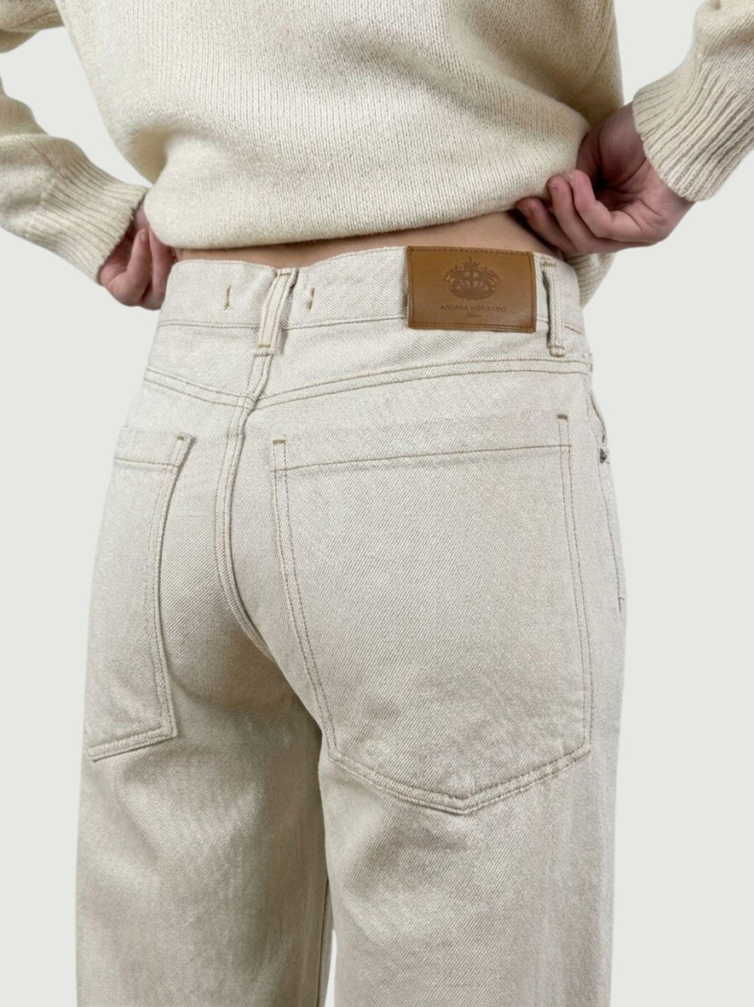 Pantalone a palazzo in denim beige 81144ARR NATURALE ANDREA MORANDO 