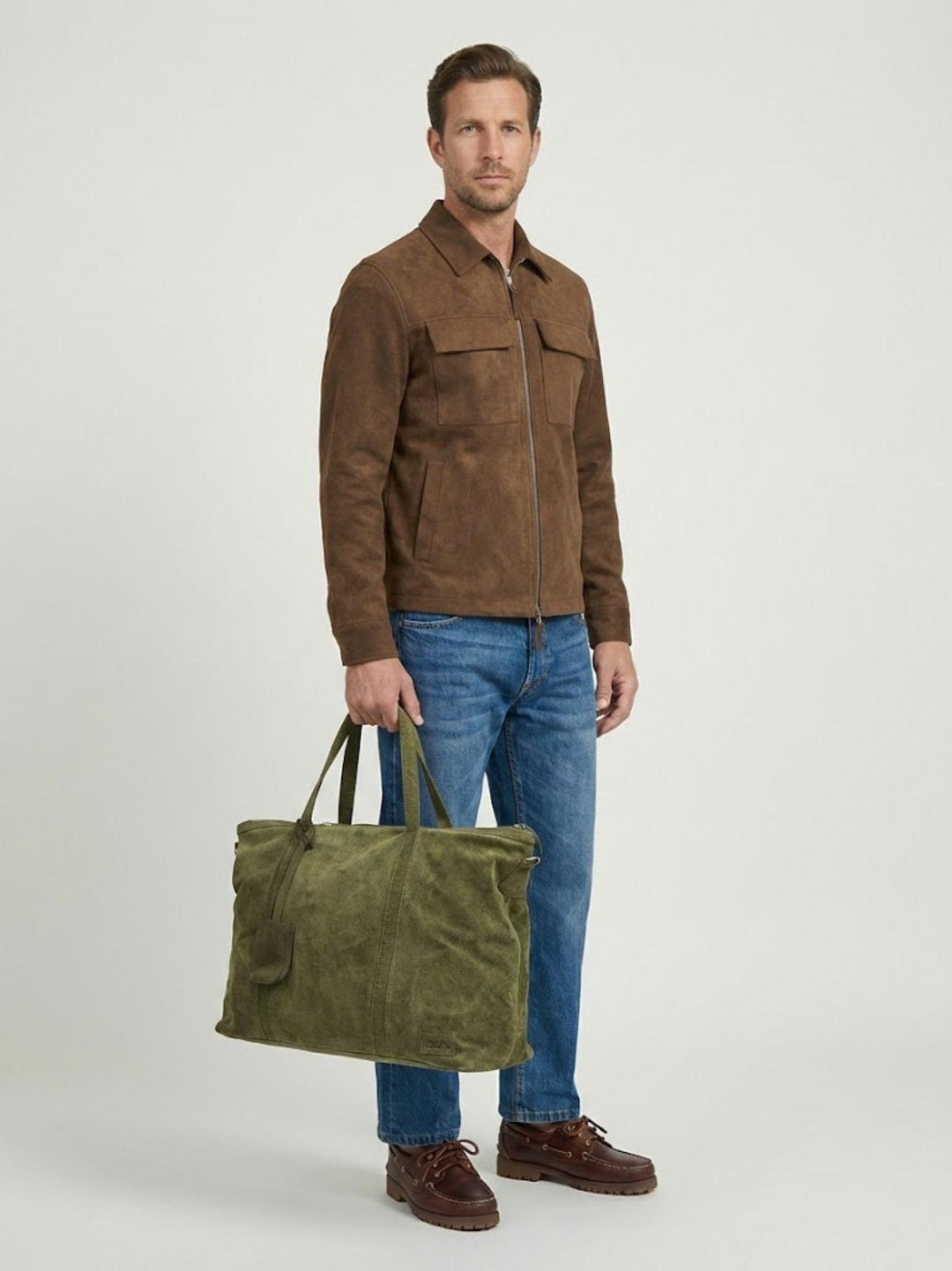 Borsone Juan in camoscio verde muschio JUAN 28 JACK LEATHER 