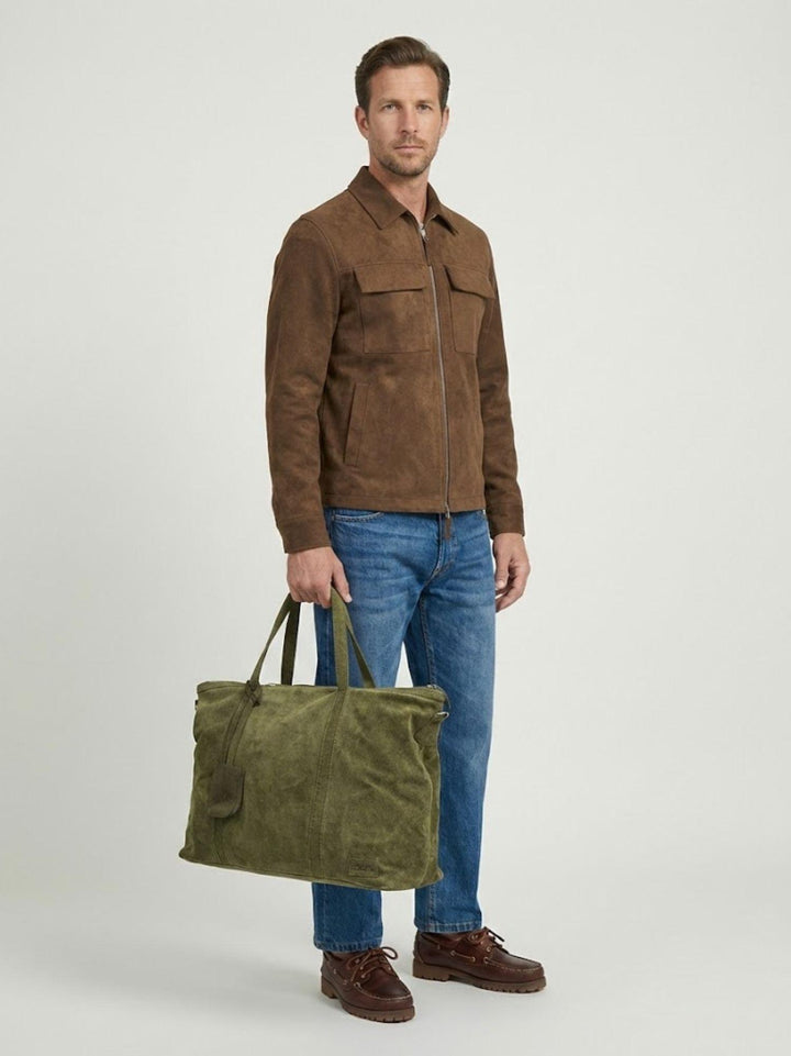 Borsone Juan in camoscio verde muschio JUAN 28 JACK LEATHER 