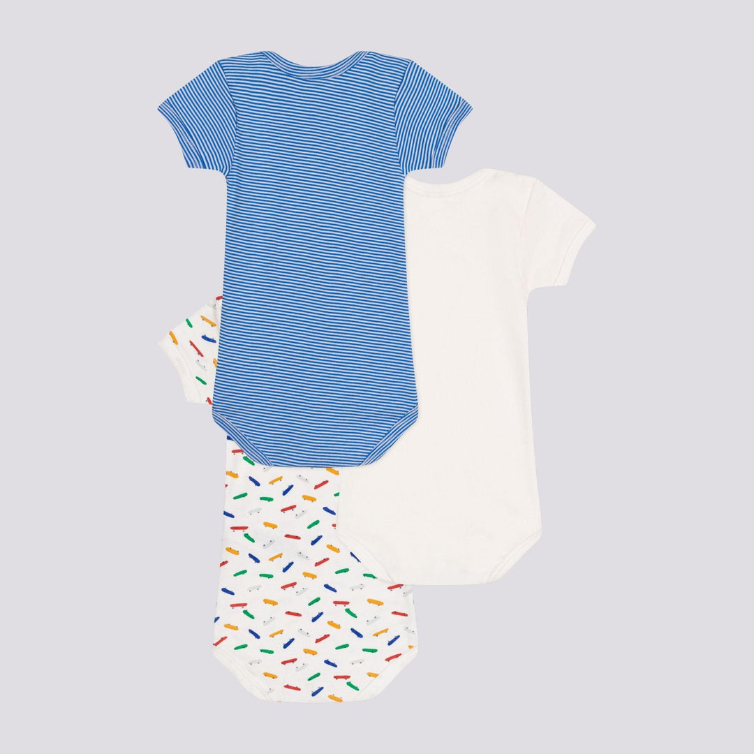 CONFEZIONE DA 3 BODY SKATE IN COTONE PER NEONATI A09YM 00 PETIT BATEAU 