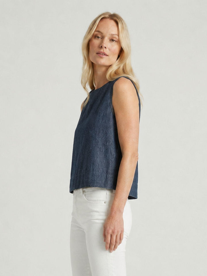 Top smanicato in lino chambray 6TS0551 DENIM ANDREA MORANDO 