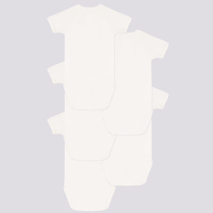 CONFEZIONE DA 5 BODY BIANCHI INCROCIATI IN COTONE A09UW 00 PETIT BATEAU 