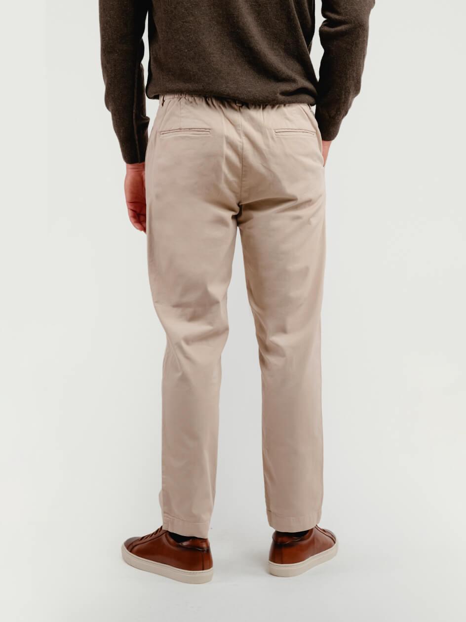 PANTALONE CON PENCES IN COTONE BEIGE BU26W33PAPA 112 ANDREA MORANDO 