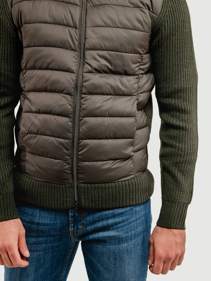 GIUBBOTTO TRAPUNTATO CON INSERTI IN MAGLIA VERDE BOSCO 4312225 327 ANDREA MORANDO 