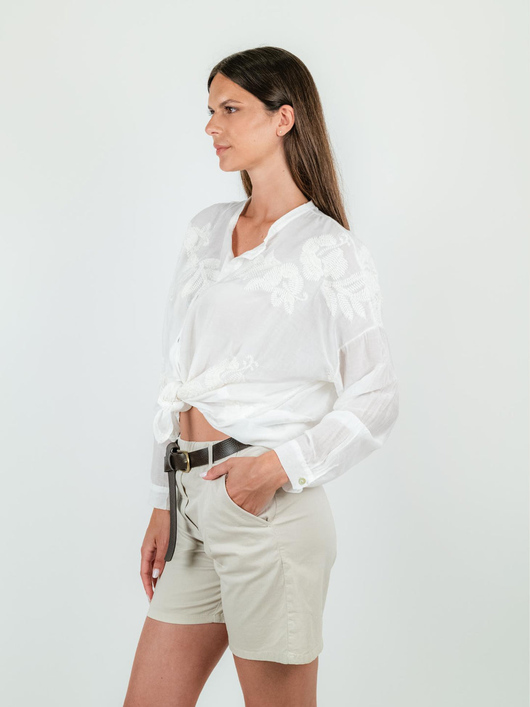 CAMICIA IN MISTO SETA COLOR PANNA