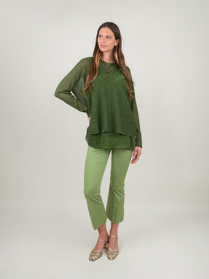 MAGLIA OVER VERDE LUREX 12104 VERDE ANDREA MORANDO 