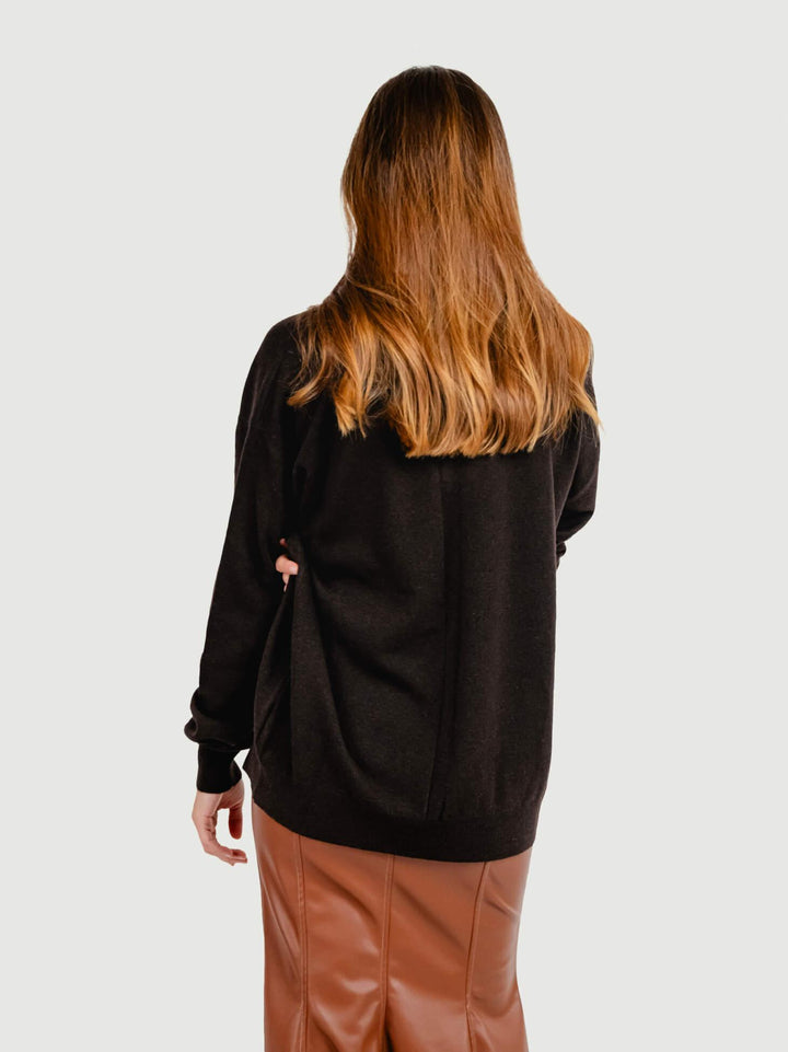 MAGLIA OVERSIZE SCOLLO A V TESTA MORO 14239V CAFFE ANDREA MORANDO 