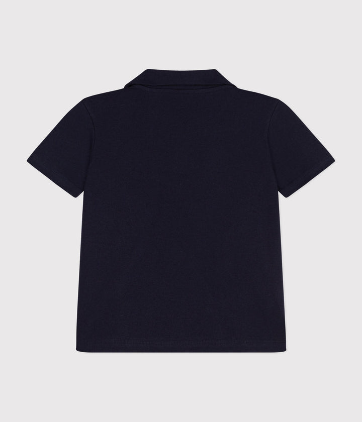 POLO BLU A MANICHE CORTE IN COTONE BAMBINO A0A1V 02 PETIT BATEAU 