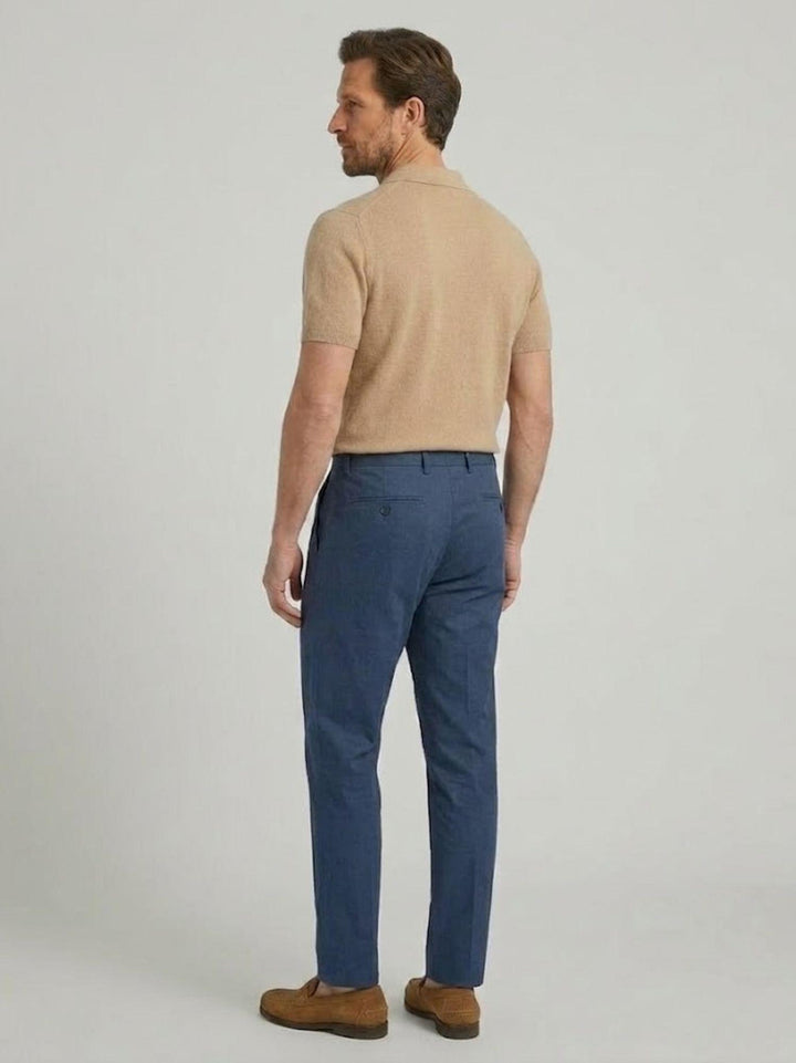 Pantalone con tasche americane lino cotone blu CO0515M 7019 ANDREA MORANDO 
