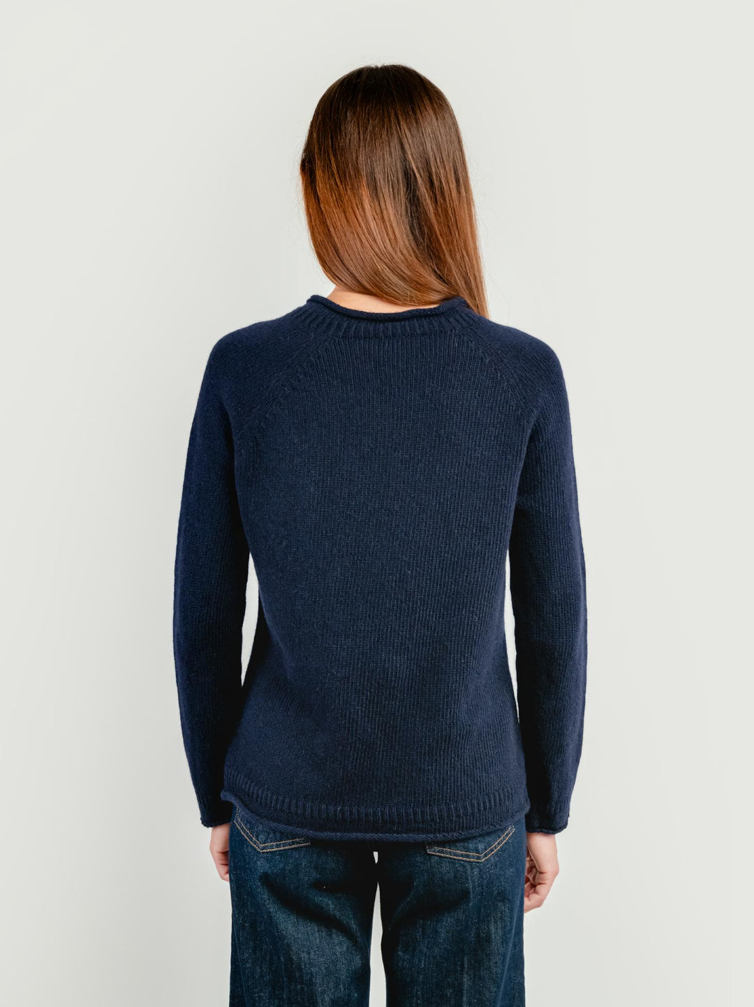MAGLIA IN LANA MERINO SUPERFINE BLU FRANCESCA BLEU ANDREA MORANDO 