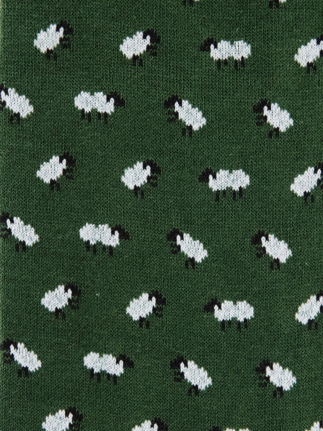 CALZA COTONE CASHMERE VERDE MOTIVO PECORELLE 64226G OLIVA RED 