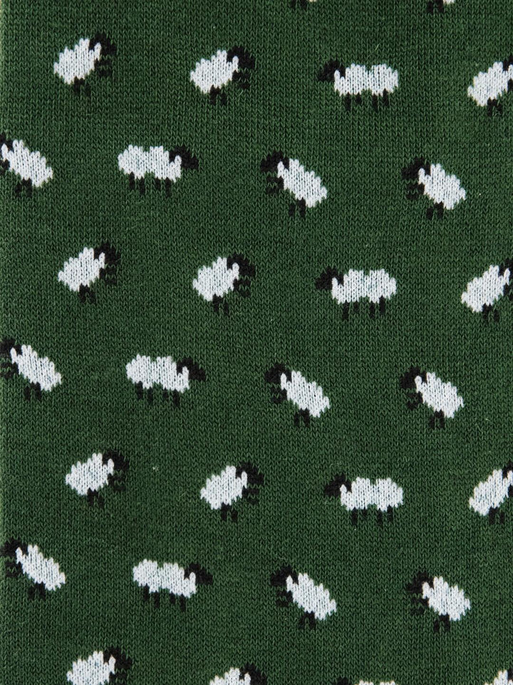 CALZA COTONE CASHMERE VERDE MOTIVO PECORELLE 64226G OLIVA RED 