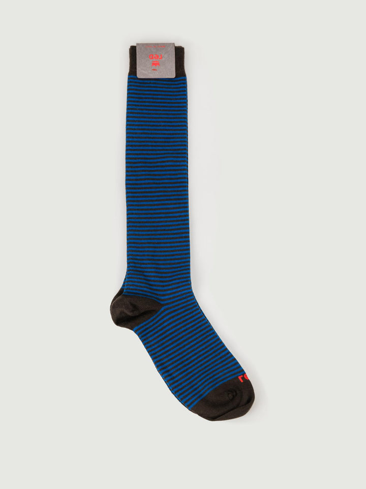 CALZE A RIGHE bluette 64104G ESPRESSO/GENZIANA RED 