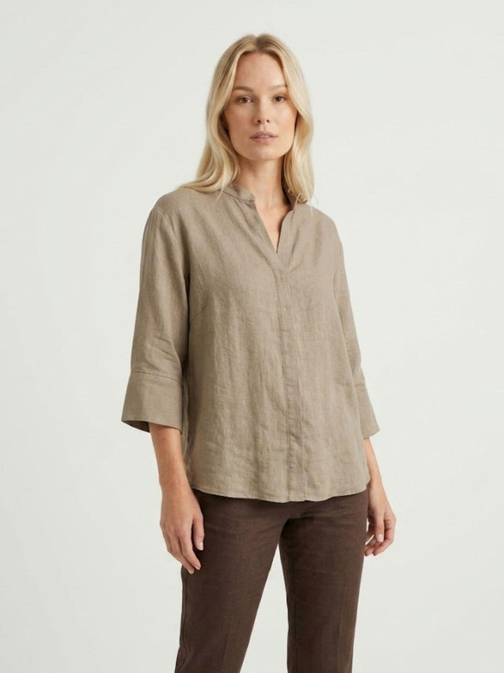 Camicia coreana in lino coloniale 6CM0302 558 ANDREA MORANDO 