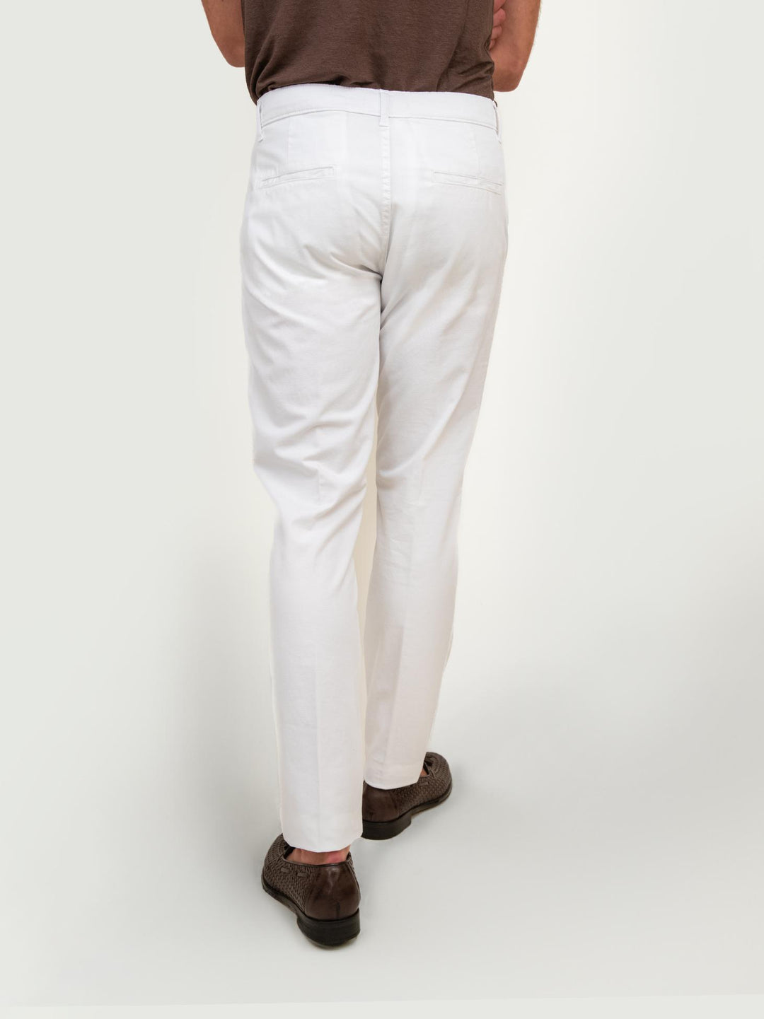 PANTALONE IN MISTO LINO E COTONE BIANCO