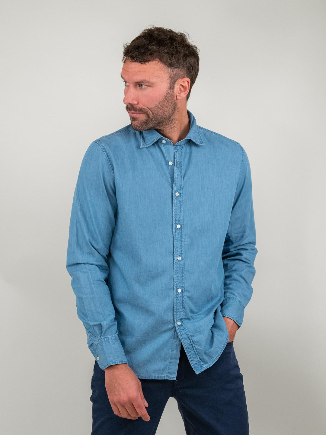 CAMICIA IN DENIM CHIARO