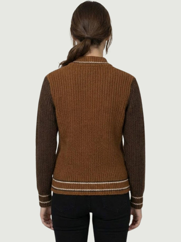 MAGLIONE A COLLO ALTO CON ZIP MATTONE E TABACCO ELIANOD PANNA ANDREA MORANDO 