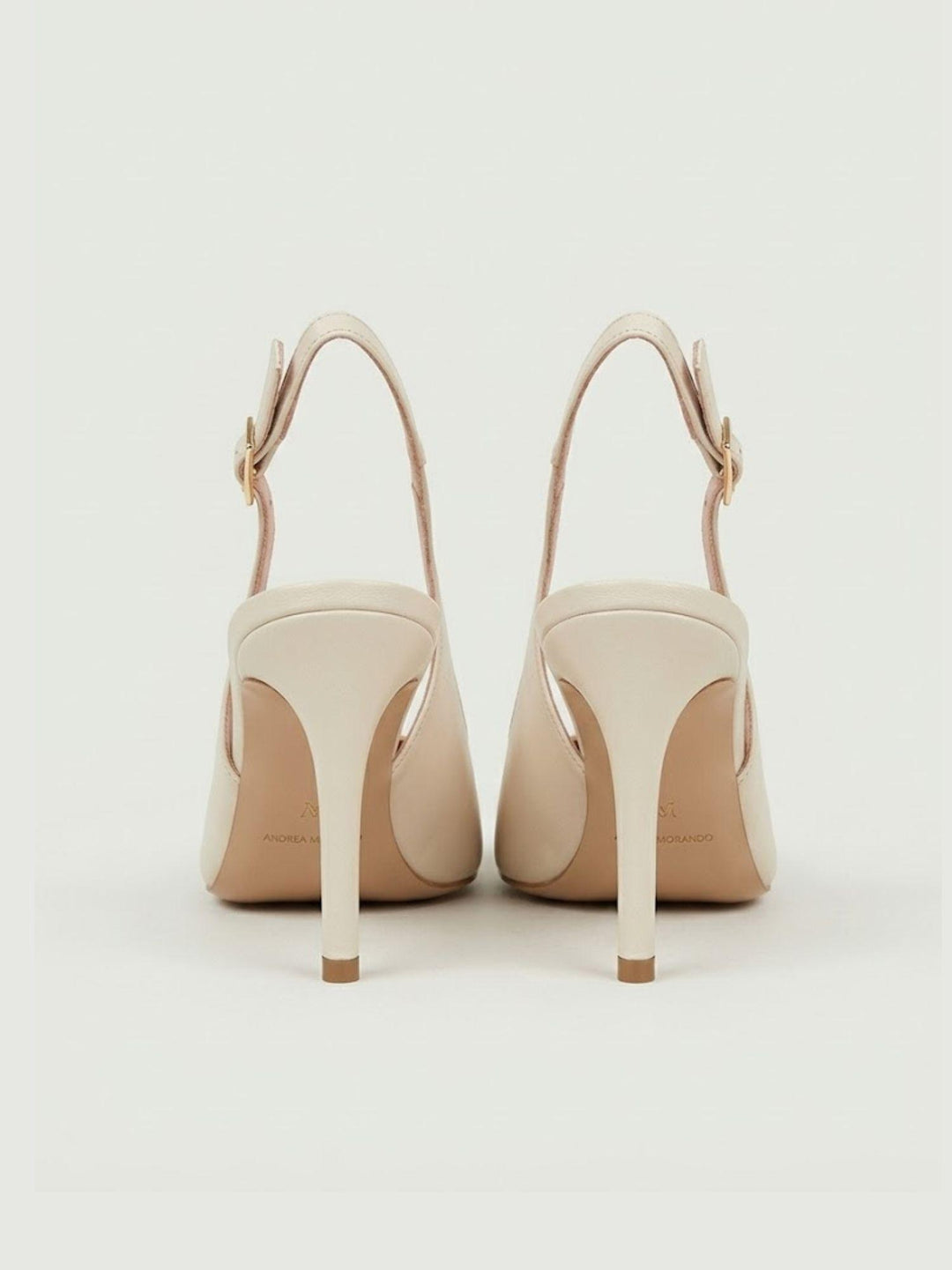 Décolleté slingback in pelle bianca e beige S263 MILK ANDREA MORANDO 