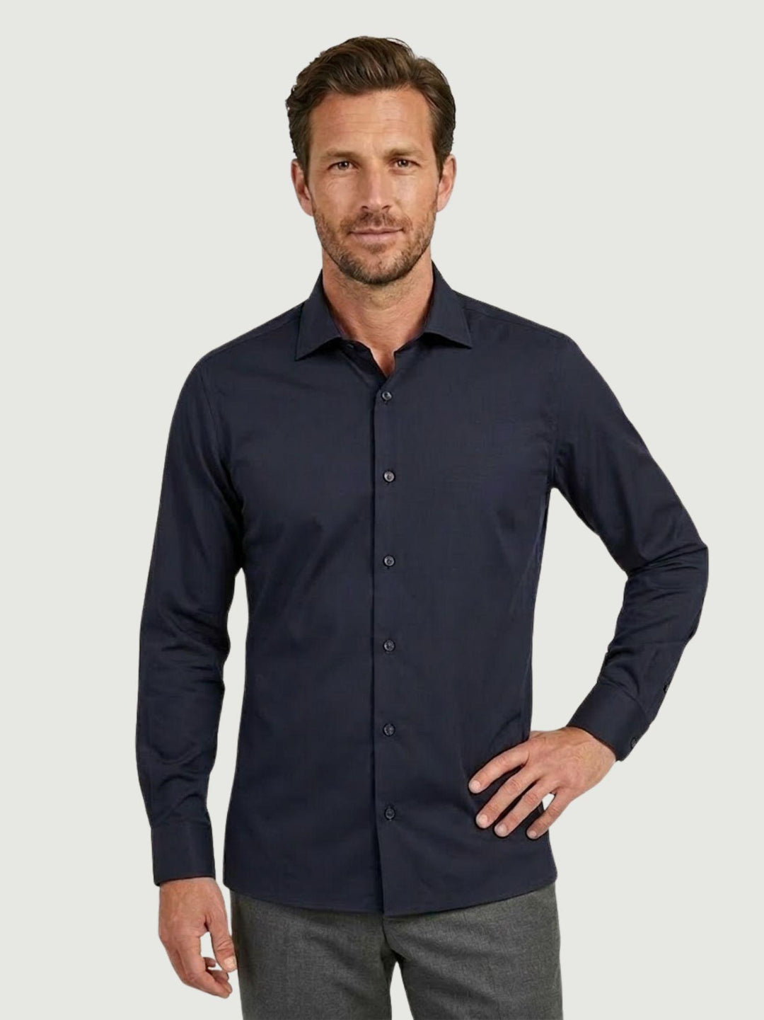 Camicia no stiro con colletto francese blu BU26S10CANEU6 200 ANDREA MORANDO 