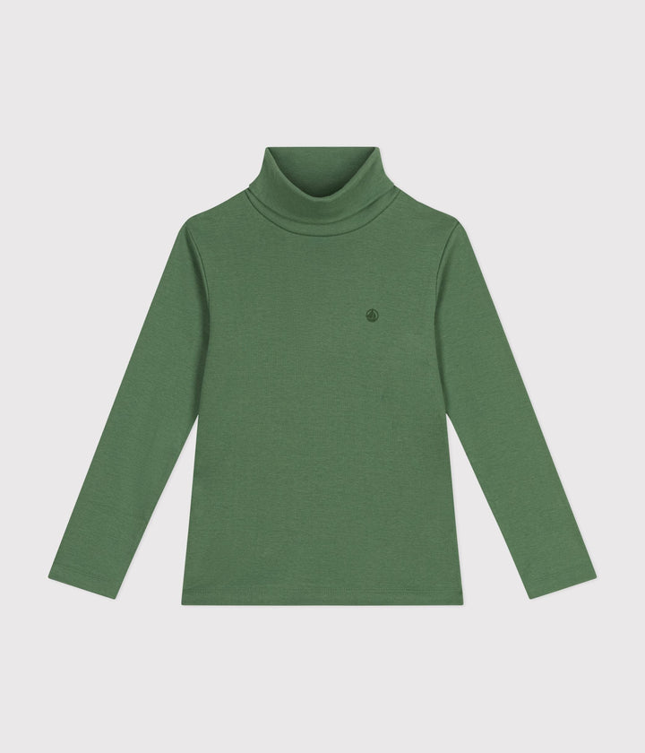 Dolcevita a collo alto verde in cotone unisex A0BJQ 66 PETIT BATEAU 