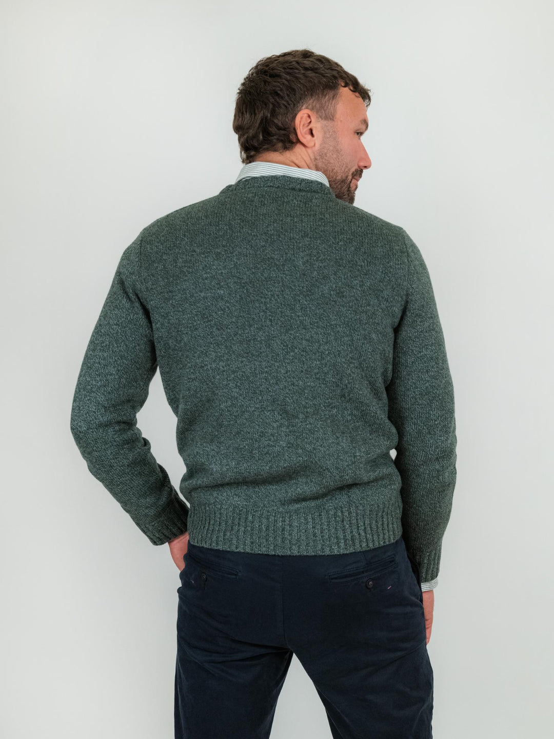 GIROCOLLO VERDE MELANGE MISTO CASHMERE 87071 416 ANDREA MORANDO 