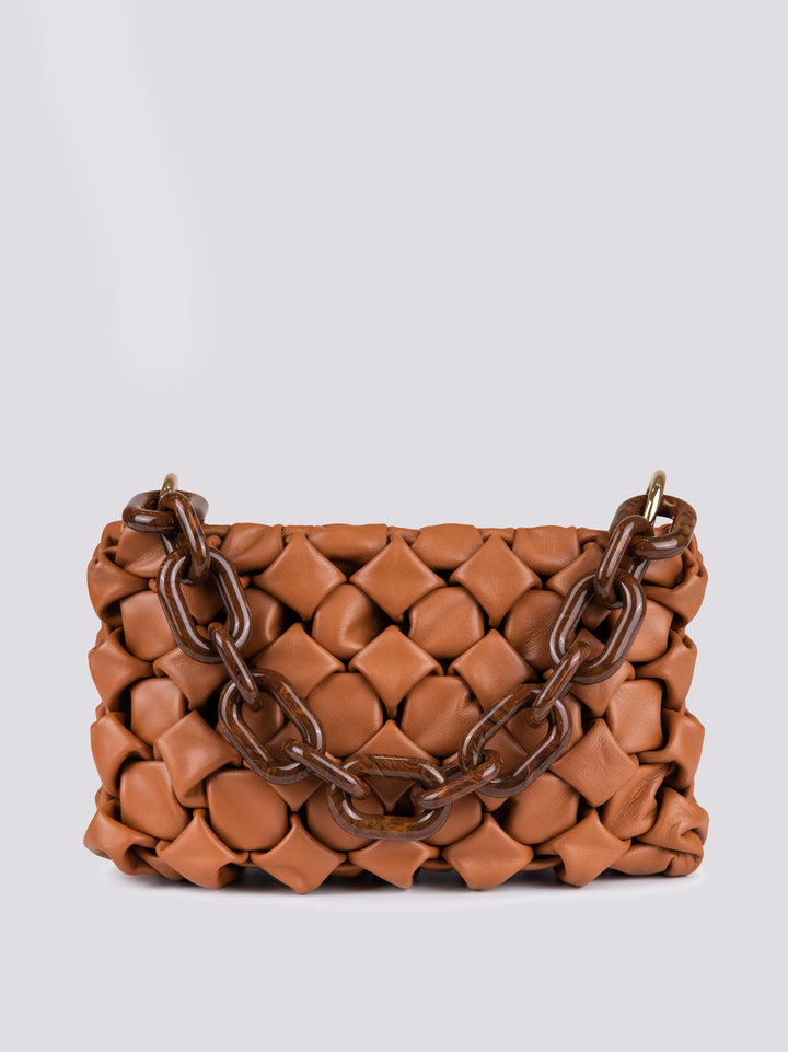 BORSA "CURLY " IN PELLE INTRECCIATA BISCOTTO CURLY CUOIO BIMOR 