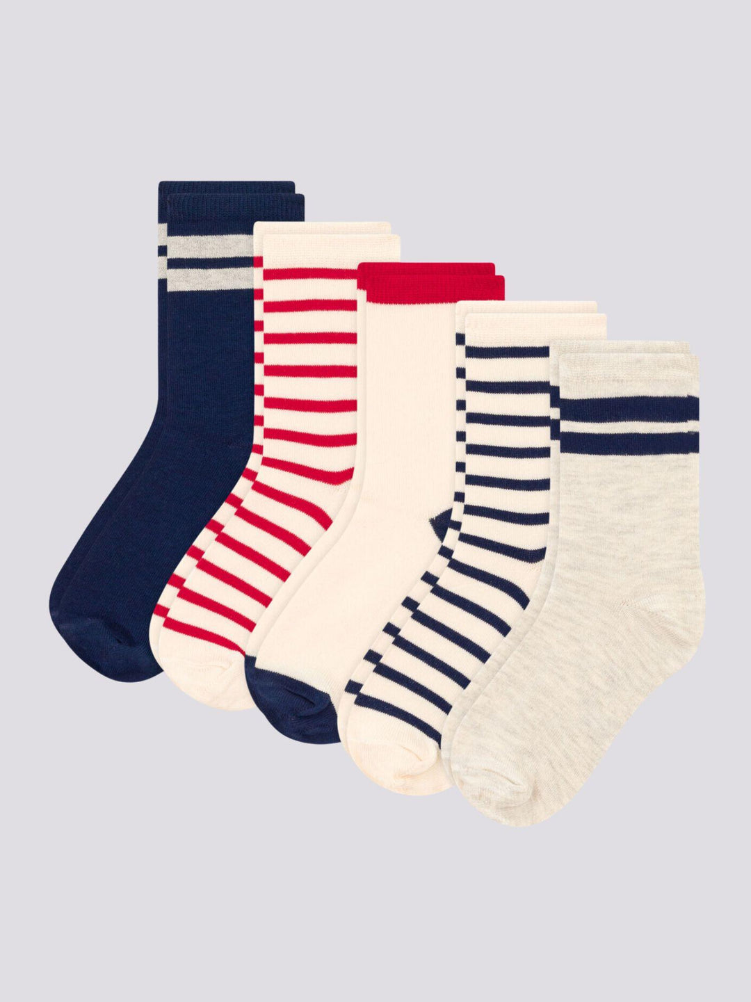 CONFEZIONE DA 5 PAIA DI CALZINI BLU BIANCO ROSSO BAMBINO UNISEX A08WB 01 PETIT BATEAU 