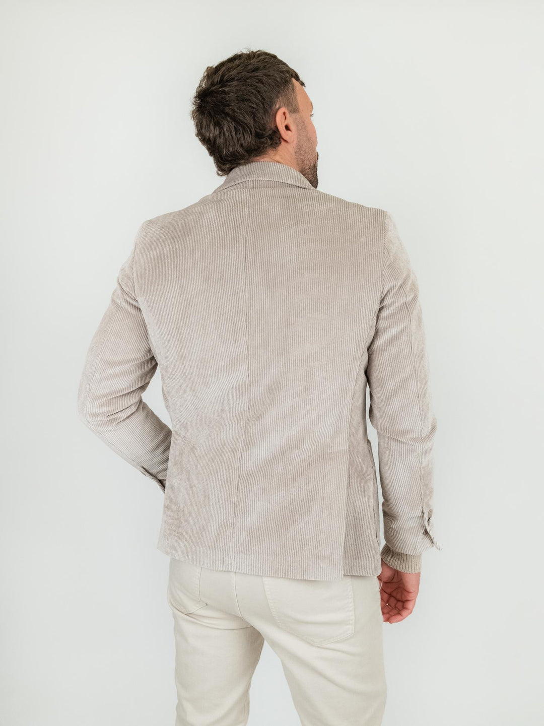 Blazer color sabbia in velluto a coste CR547 BEIGE ANDREA MORANDO 