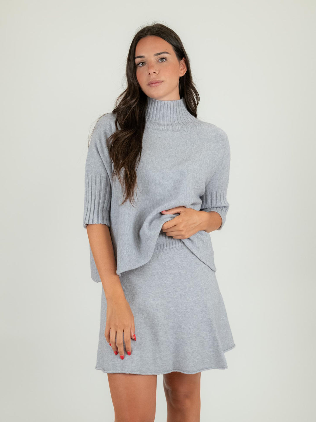 MINI GONNA IN MAGLIA GRIGIO PERLA 0370/286 0020 BIMOR 